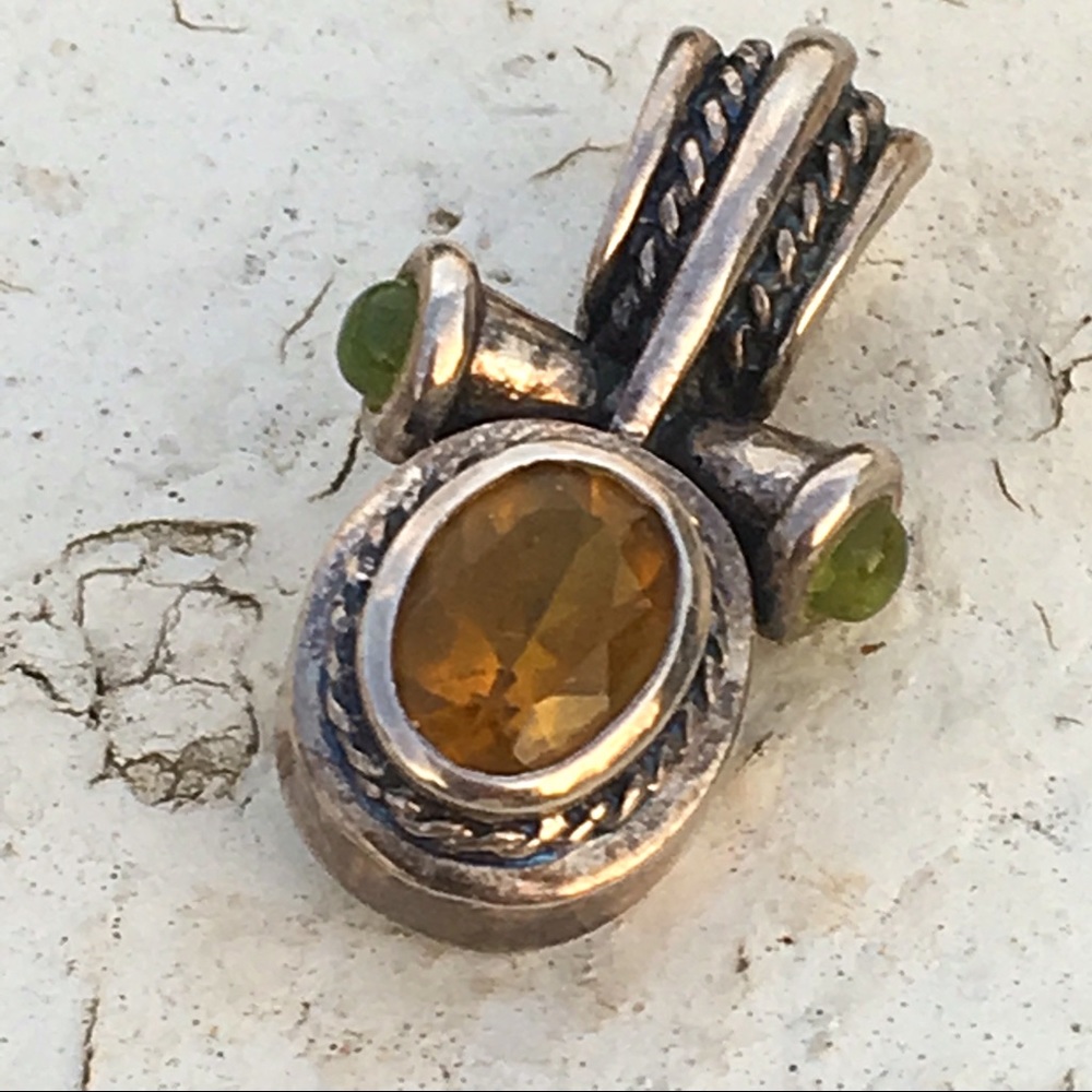 Designer style sterling and stone pendant - Picture 2 of 6